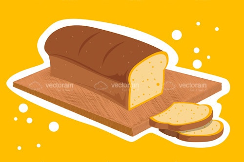 Loaf of Bread with Slices on Wooden Board